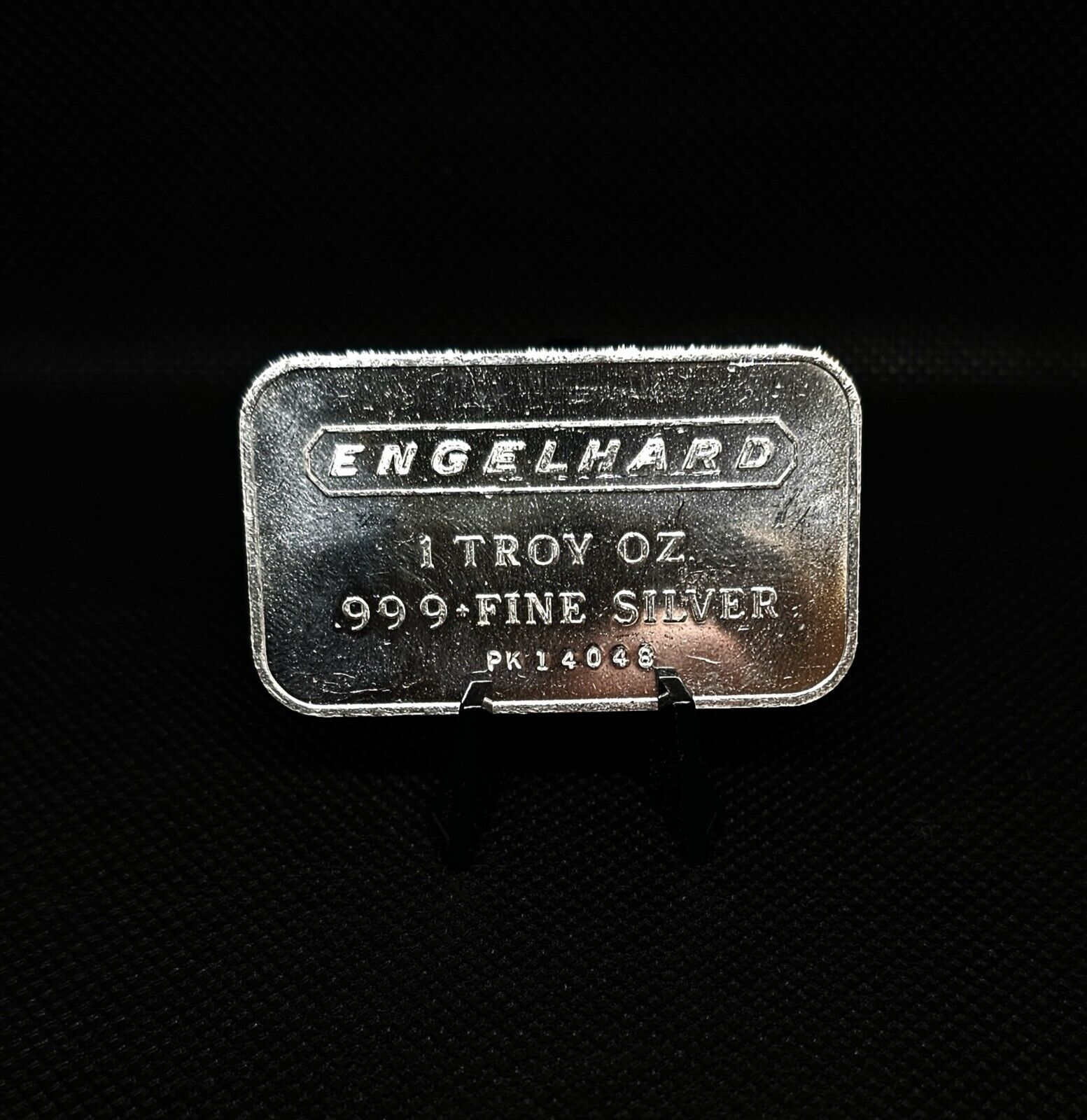Engelhard Silver Bar 1 Oz .999 Fine Vintage Silver- Horizontal 