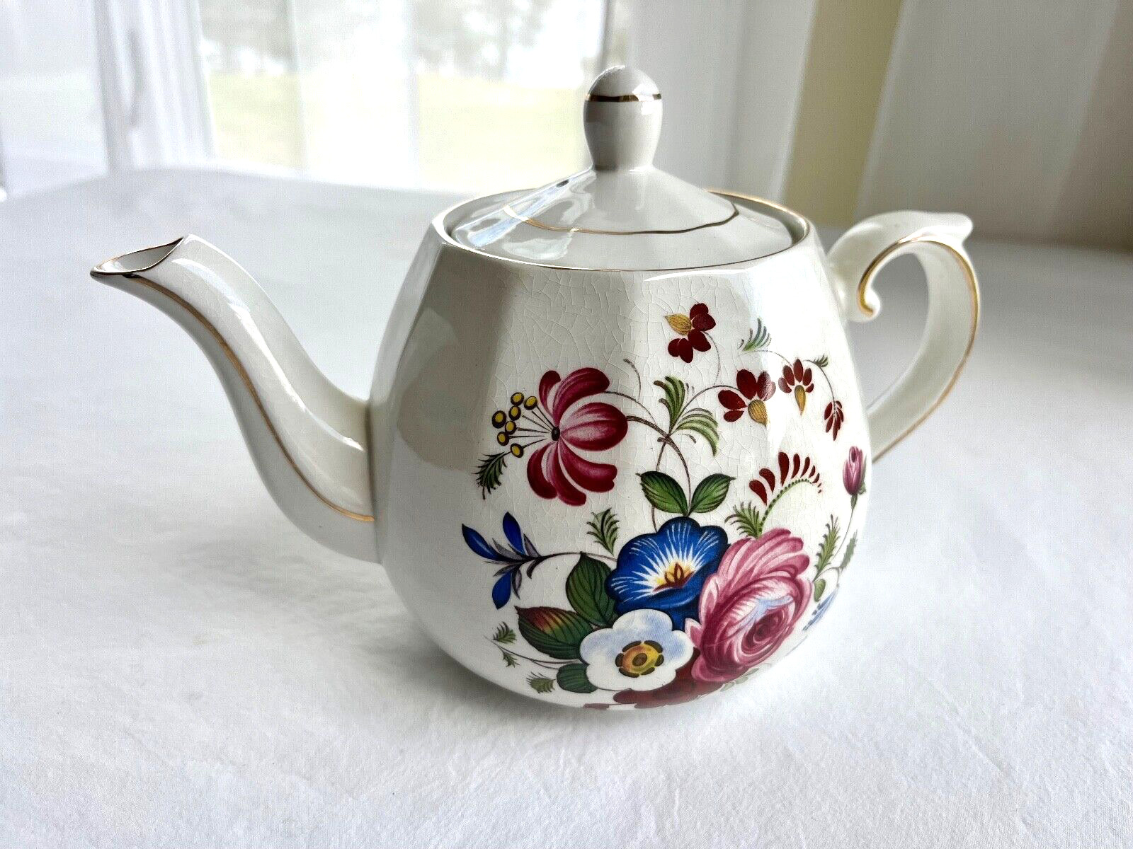 Ellgreave Pottery Vintage England Teapot Rose #894C Wood & Sons