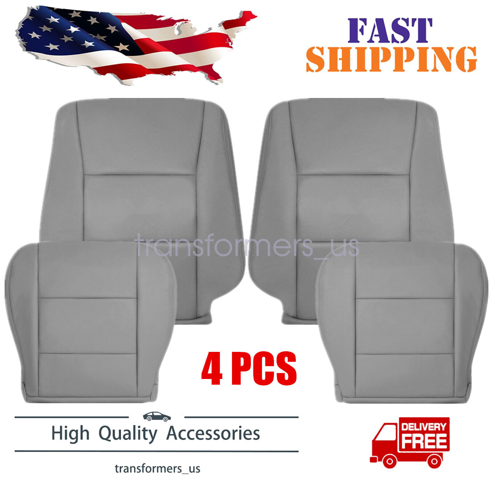 For 1998-2007 Toyota Land Cruiser Driver / Passenger Leather Seat Cover Gray