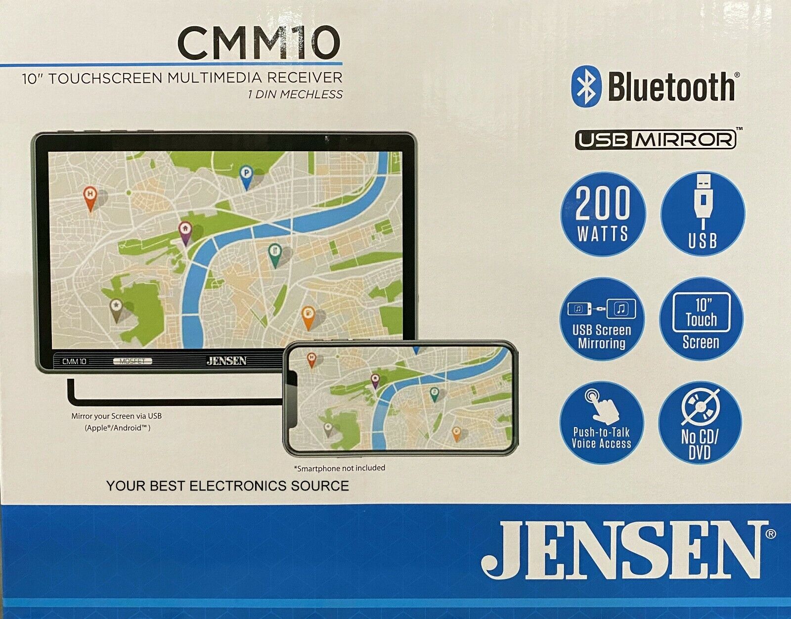 NEW Jensen CMM10 1-DIN Digital Media Car Stereo, 10.1\
