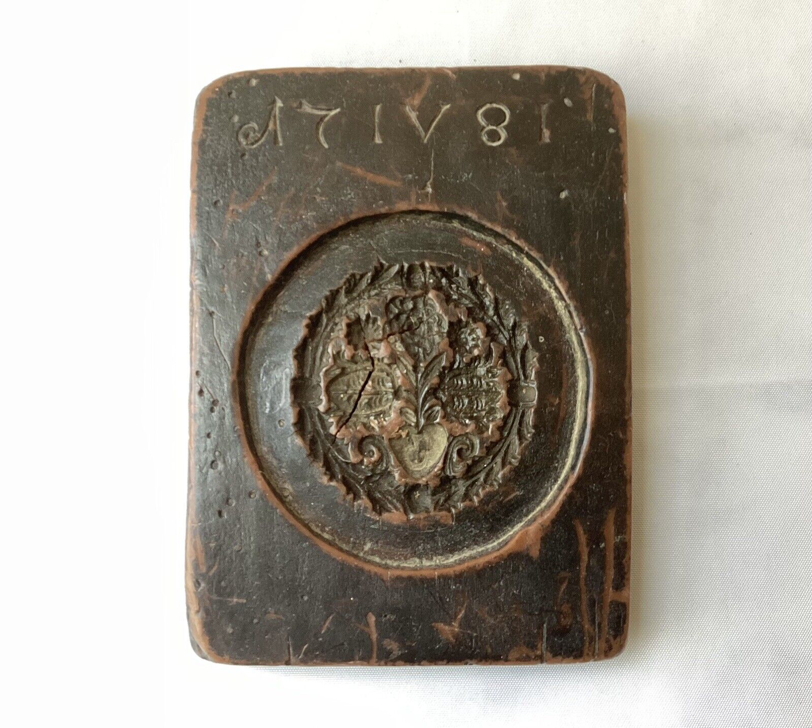 VTG Gingerbread Waxed Wooden Mold, Rosette, South Germany, Reproduction  of 1781