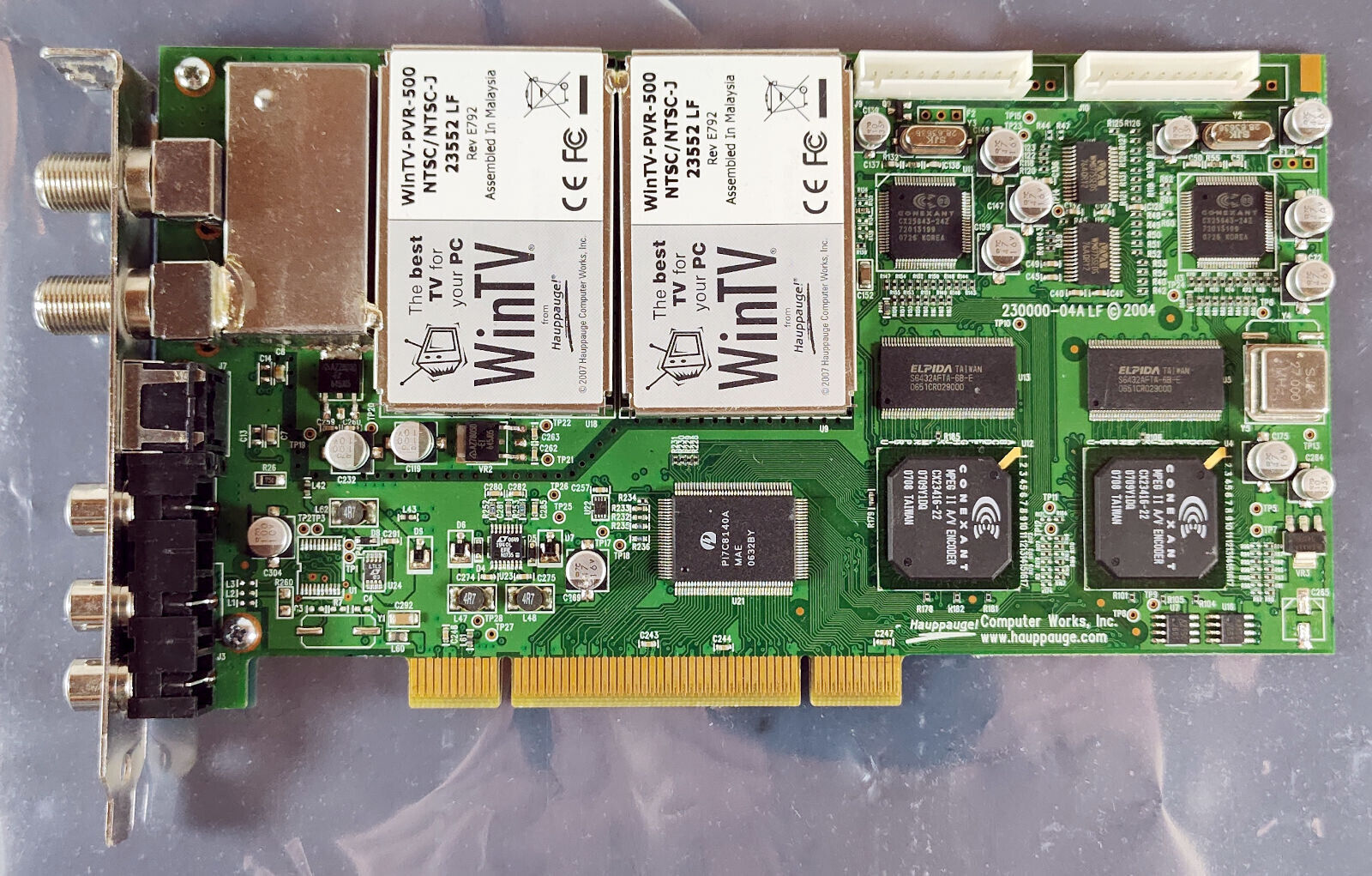 Hauppauge WinTV PVR-500 NTSC-J Windows PCI TV Dual Tuner Card ser#3407