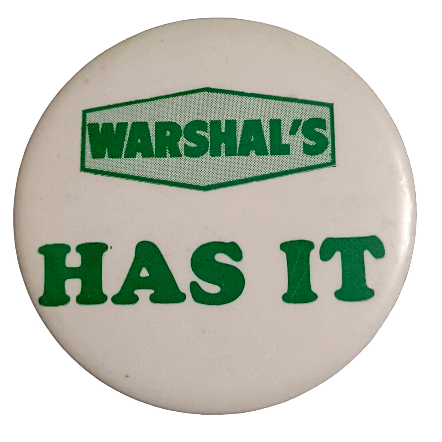 Vtg Warshal\'s Has It Sporting Goods Seattle WA Advertising Pinback Button 2 1/2\