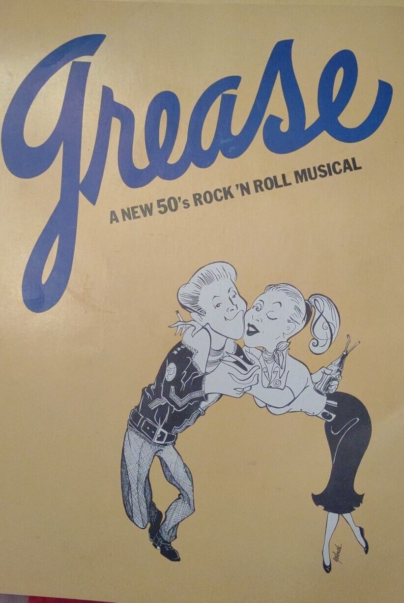 Vintage 1970\'s Grease Souvenir Program Book Broadway Musical + Playbill Royale