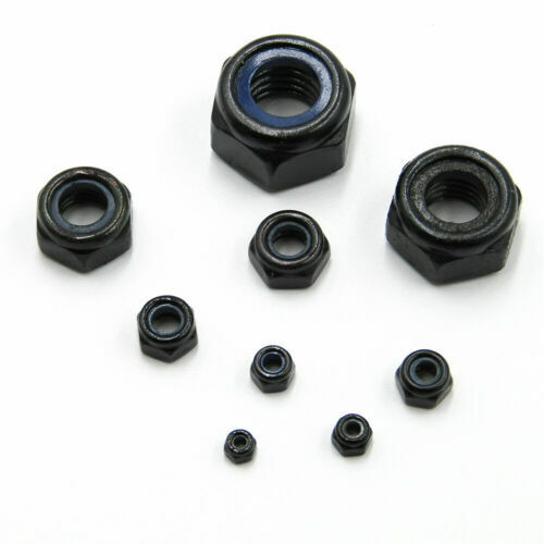 M2 M2.5 M3 M4 M5 M6 M8 M10 M12 Black Steel Nylon Insert Lock Nut Hex Nylock Nuts