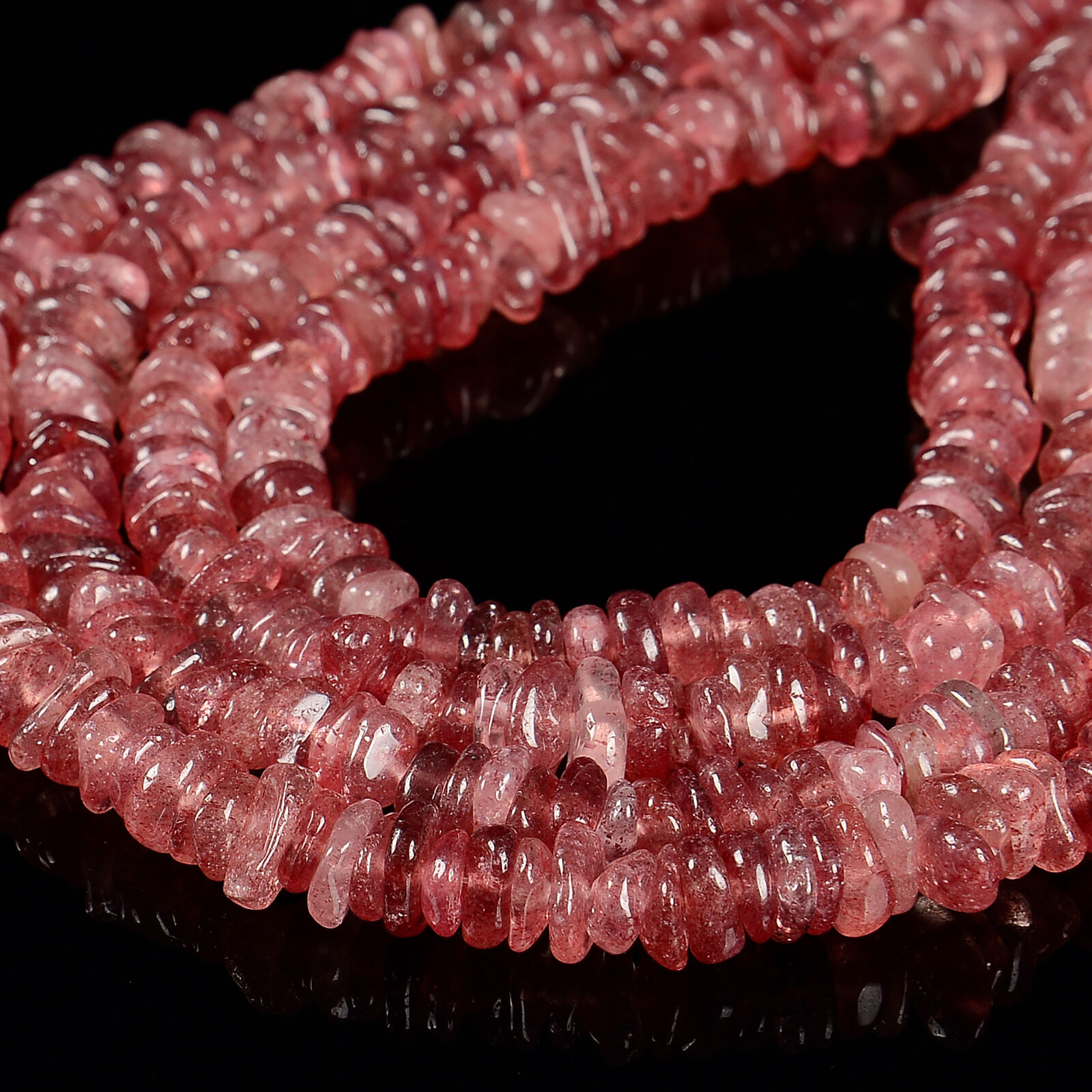 Natural Strawberry Quartz Irregular Pebble Nugget Beads Size 8-10mm 15.5\'\'Strand