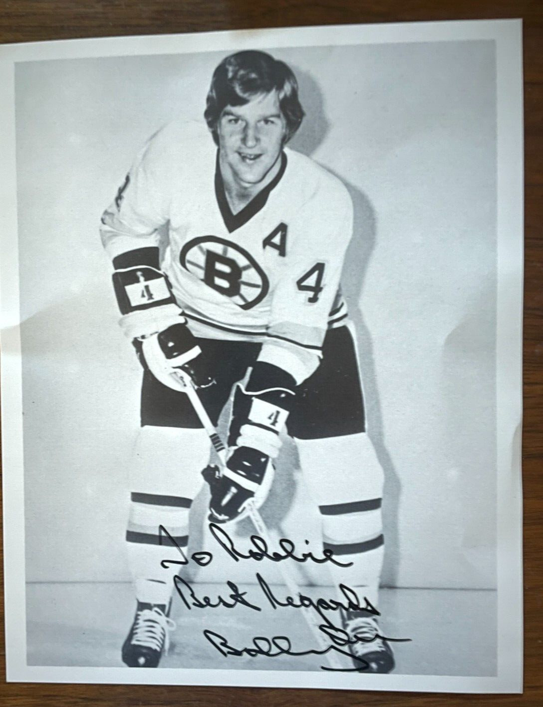 VINTAGE 1970\'s Bobby Orr BLACK AND WHITE RARE Signed Bruins 8x10 Photo (Orr) COA