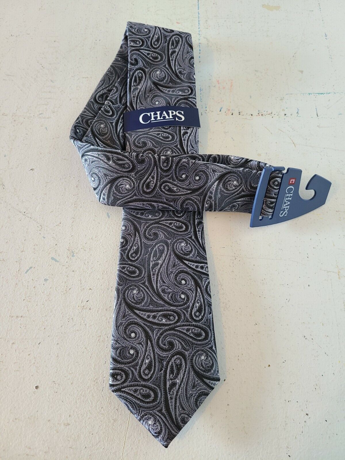 New Chaps Ralph Lauren Tie Black Gray Luxury Paisley Woven Designer Jacquard Men