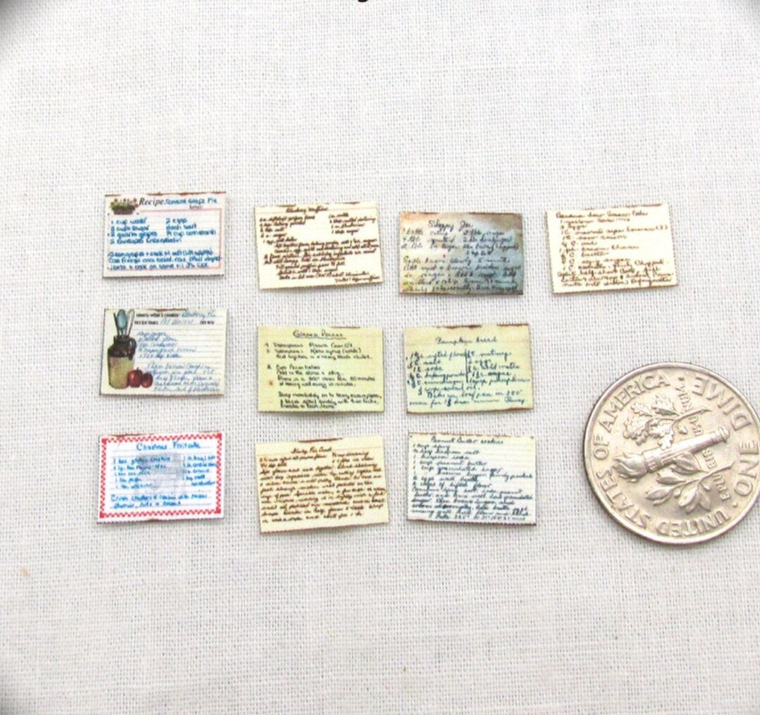 GRANDMA'S RECIPE CARDS in Miniature Dollhouse 1:12 Scale