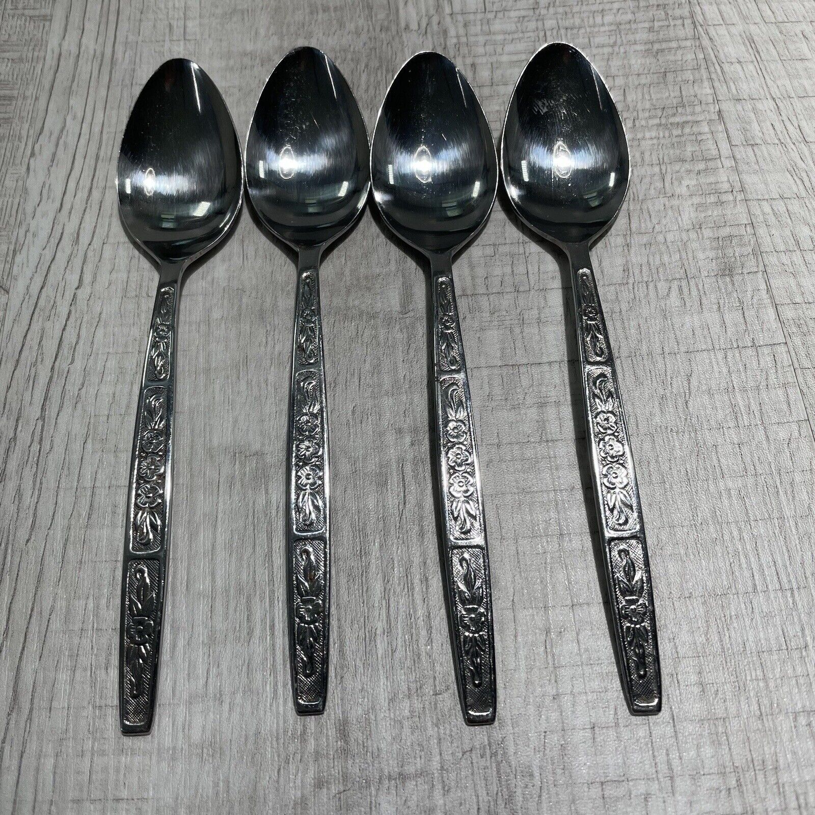 Imperial Teaspoon IMI57 Flatware Japan Floral VTG Spoon Lot Of 4 Stainless Steel