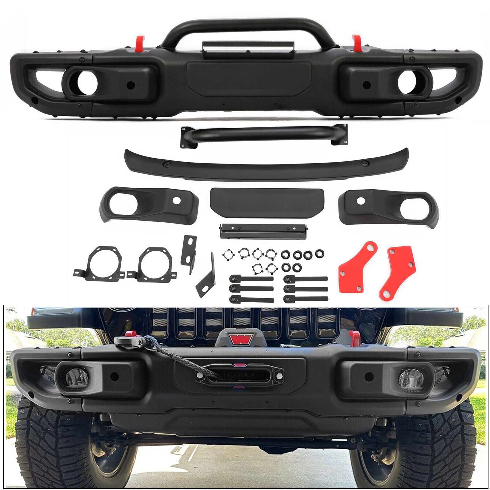 10th Anniversary Style Front Bumper Kit Fit For Jeep Wrangler JL Gladiator 18-23