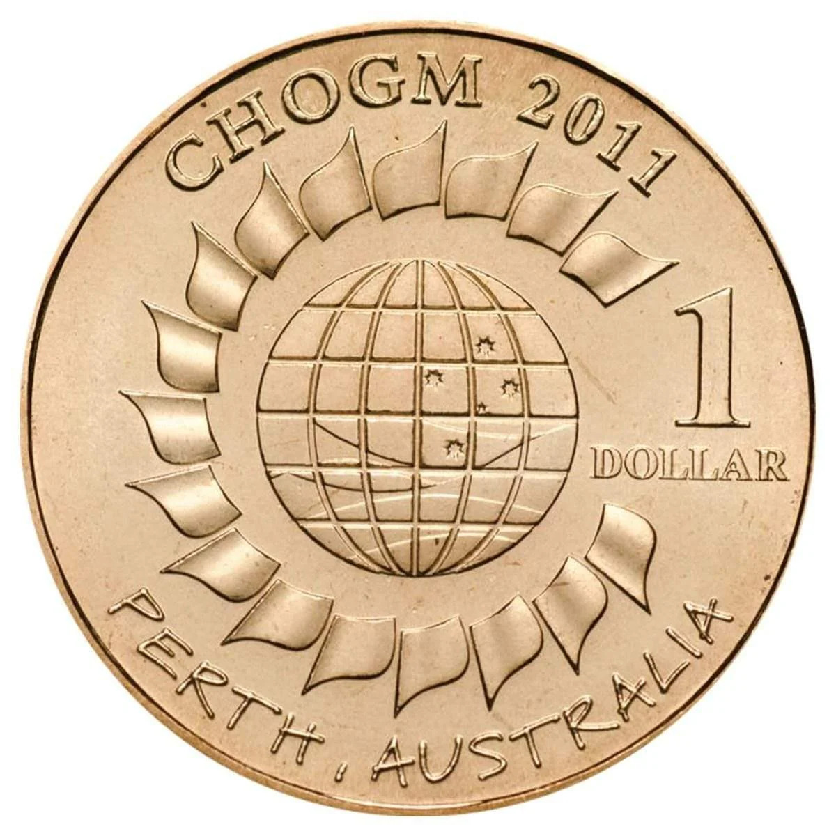 2011 $1 One Dollar Coin - CHOGM Perth Australia - Low Mintage Commemorative Coin