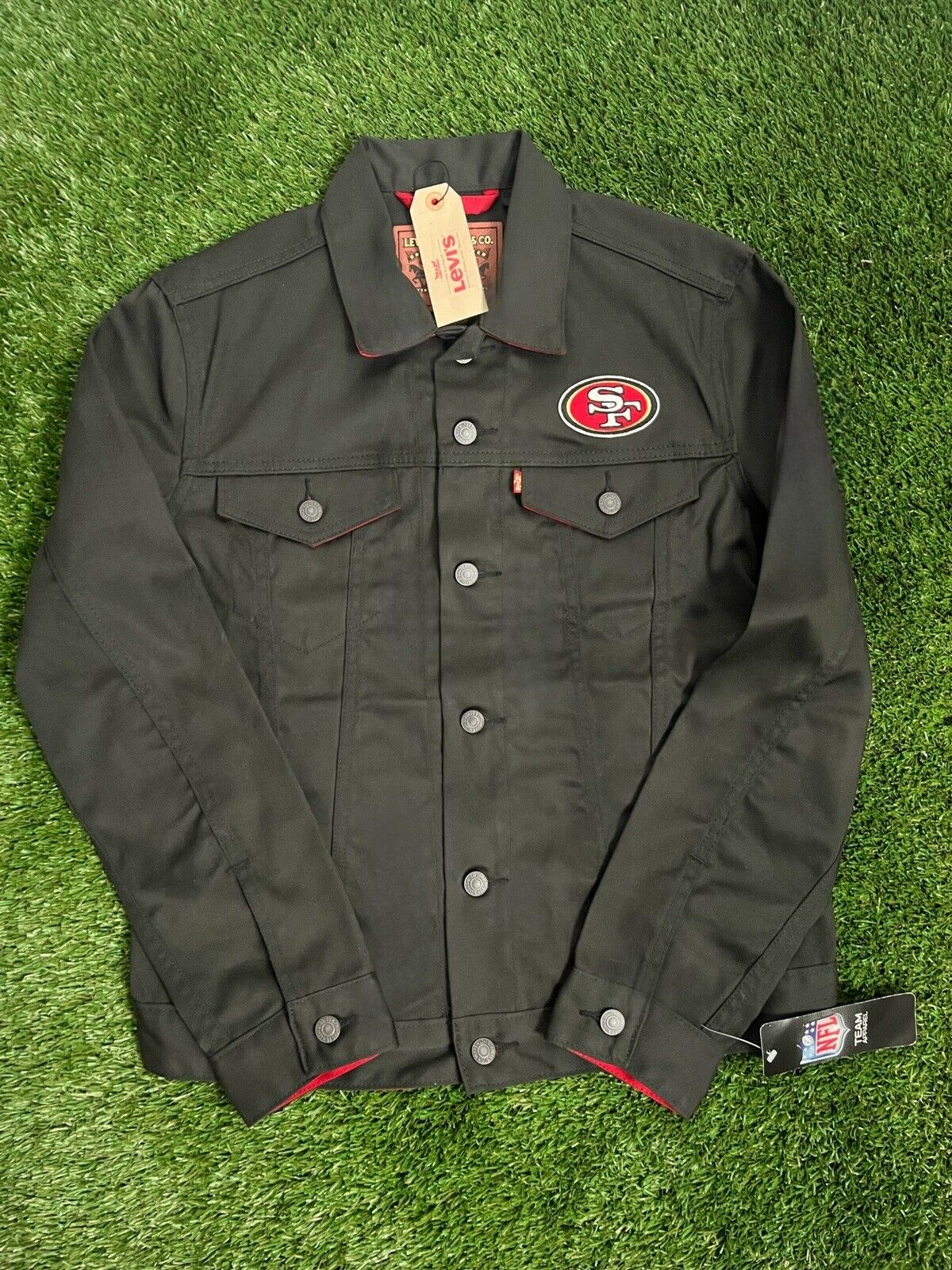 Size: XL New Vintage Levis x San Francisco 49ers Black Denim Jacket NFL Mens