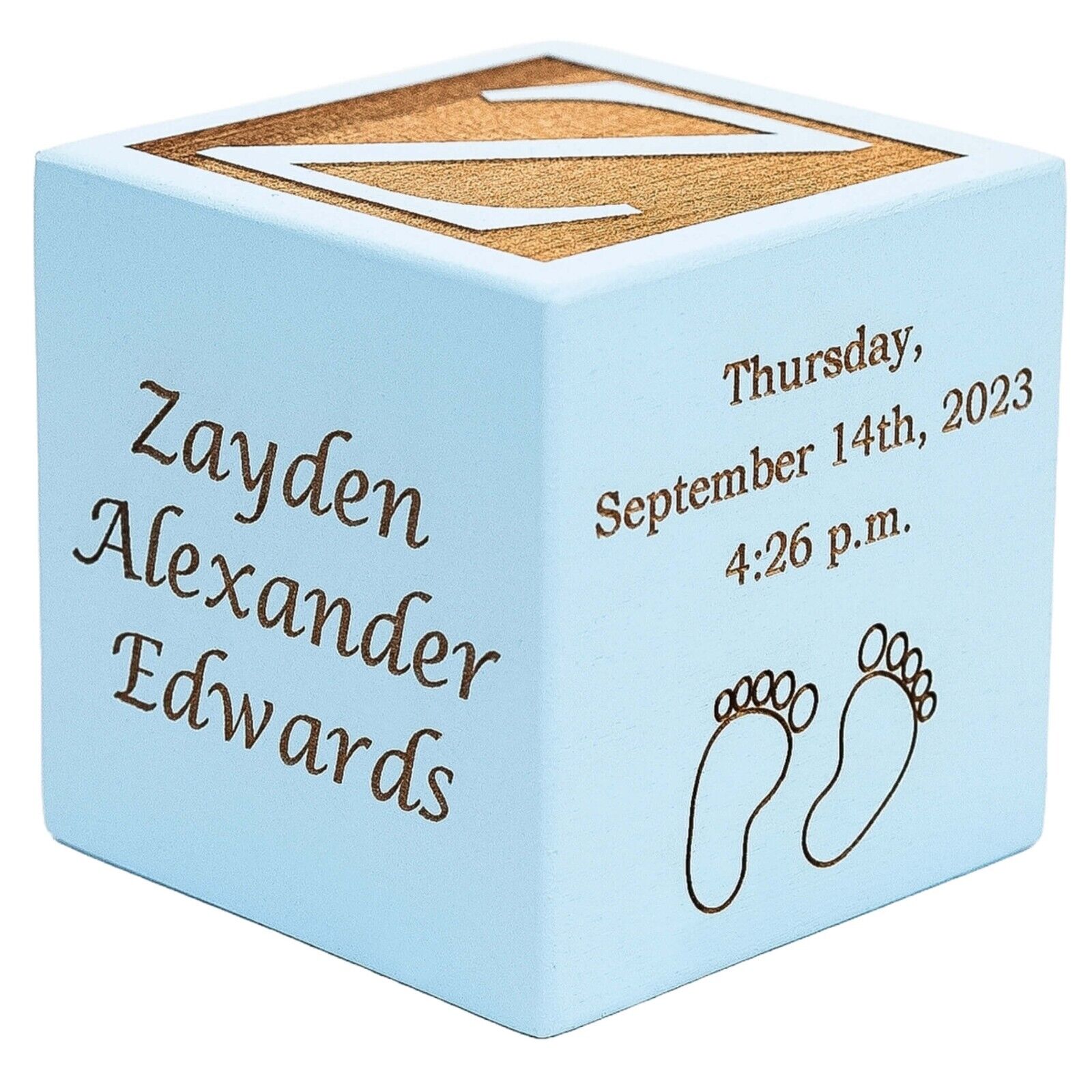 Personalized Wood Baby Birth Block, Laser Engraved, New Baby Gifts, Unique