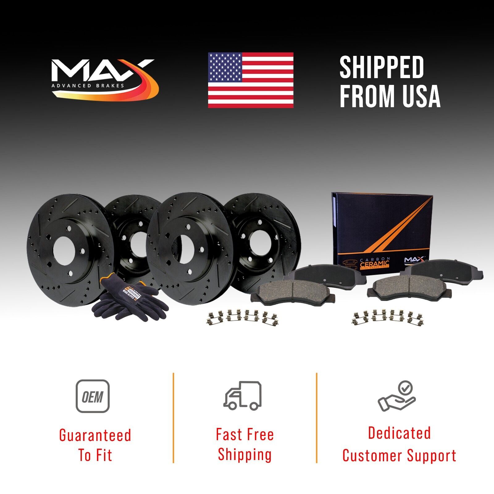 [Front + Rear] Max Brakes Elite XDS Rotors with Carbon Ceramic Pads KT178483