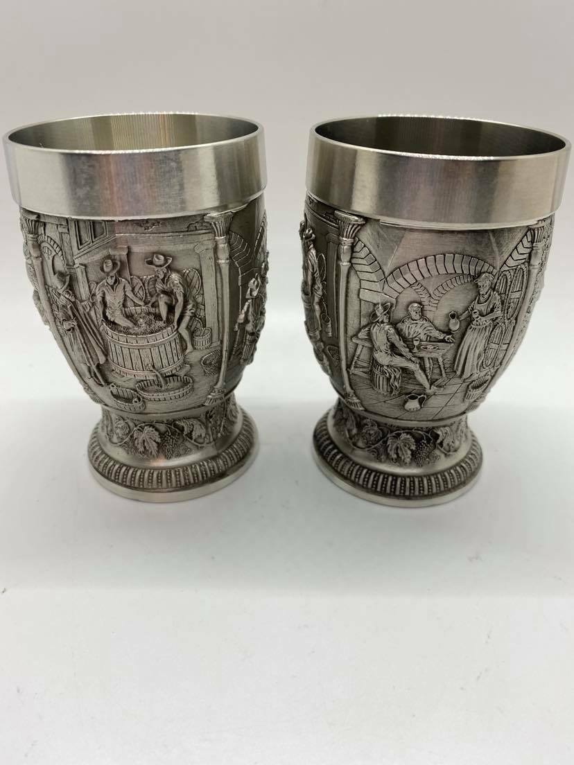 Classical - Pewter Embossed - Pewter Footed Cups – In Original Box - Shelf