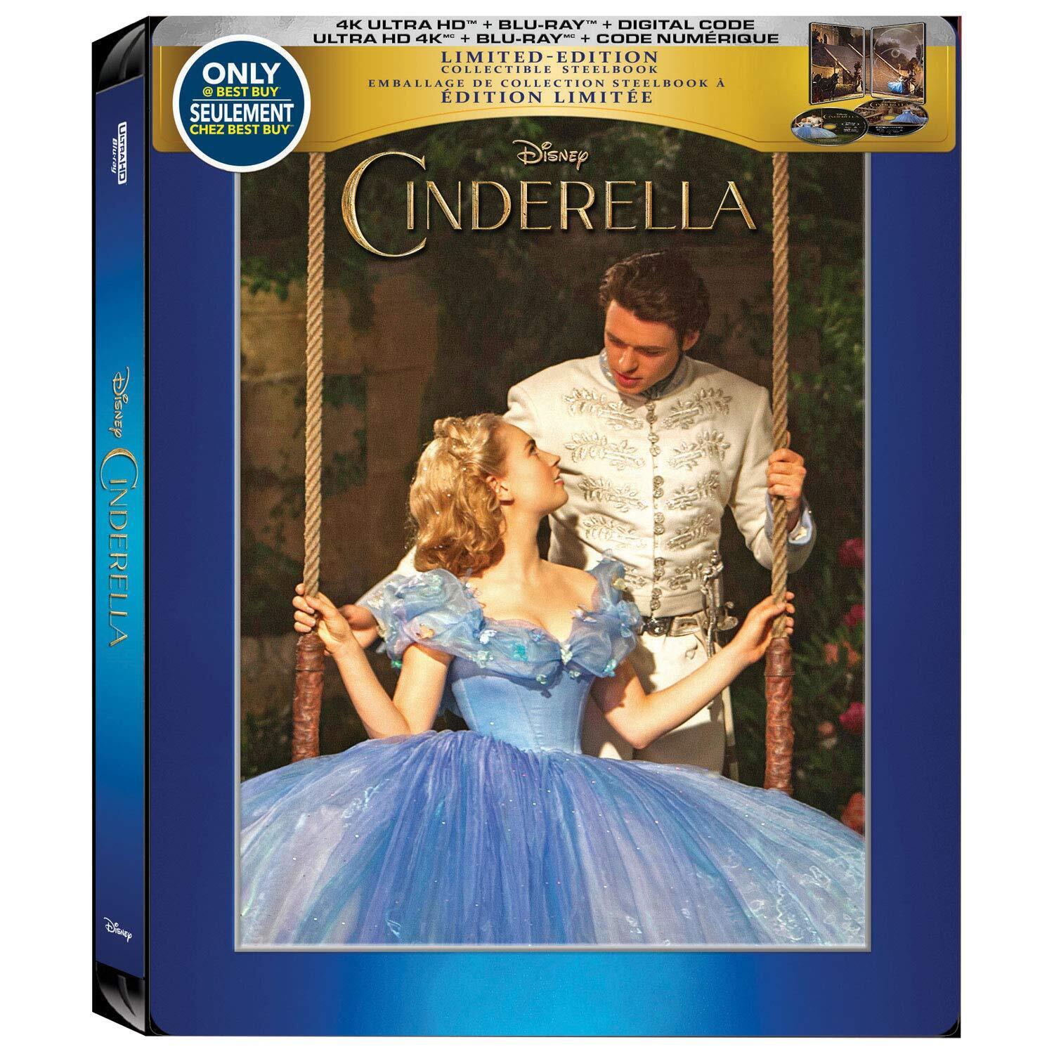 Disney Cinderella 2015 4k Ultra Hd + Blu-ray Limited Edition Best Buy Steelbook