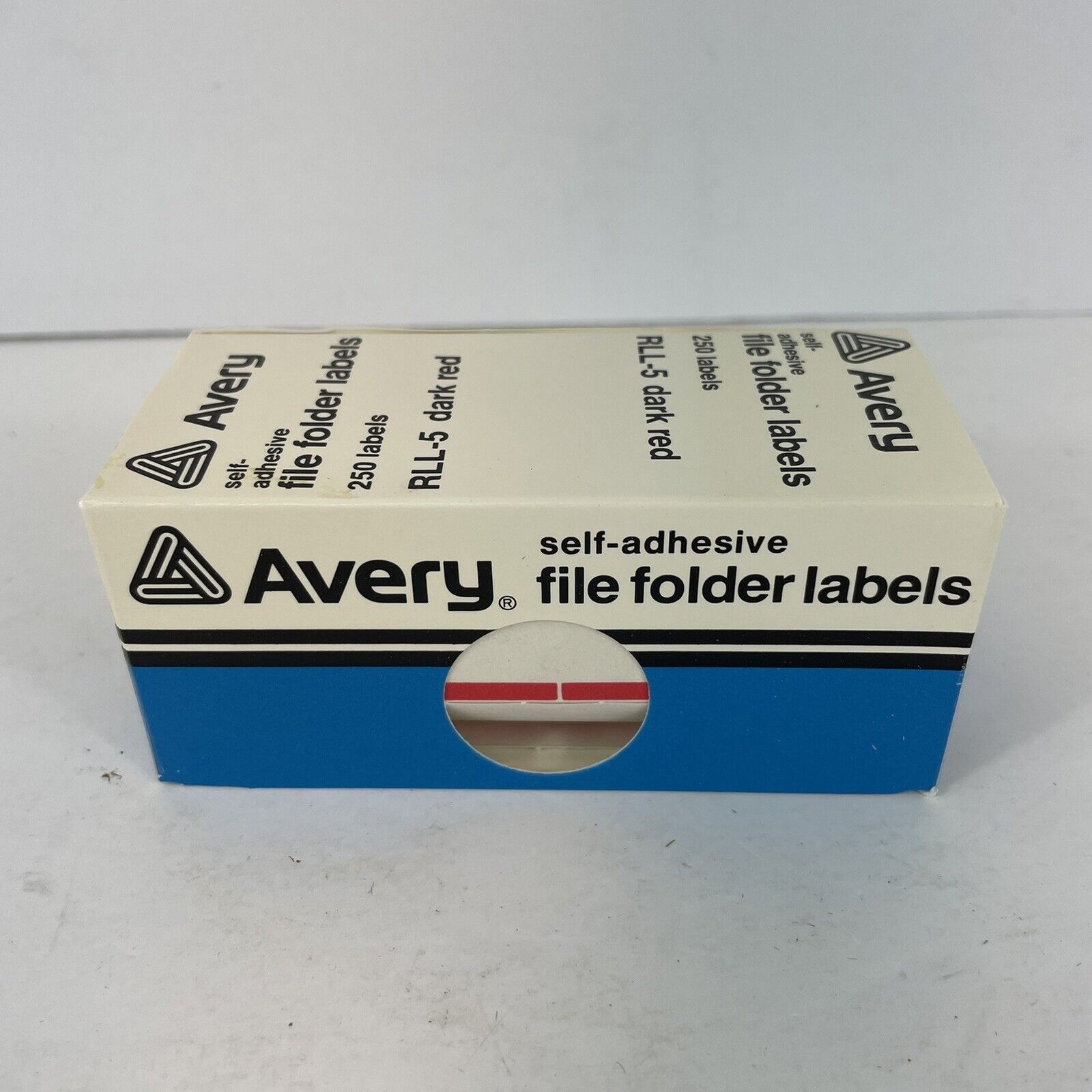 Vintage 1977 Avery File Folder Labels 250 Dark Red Self Adhesive 70s Typewriter