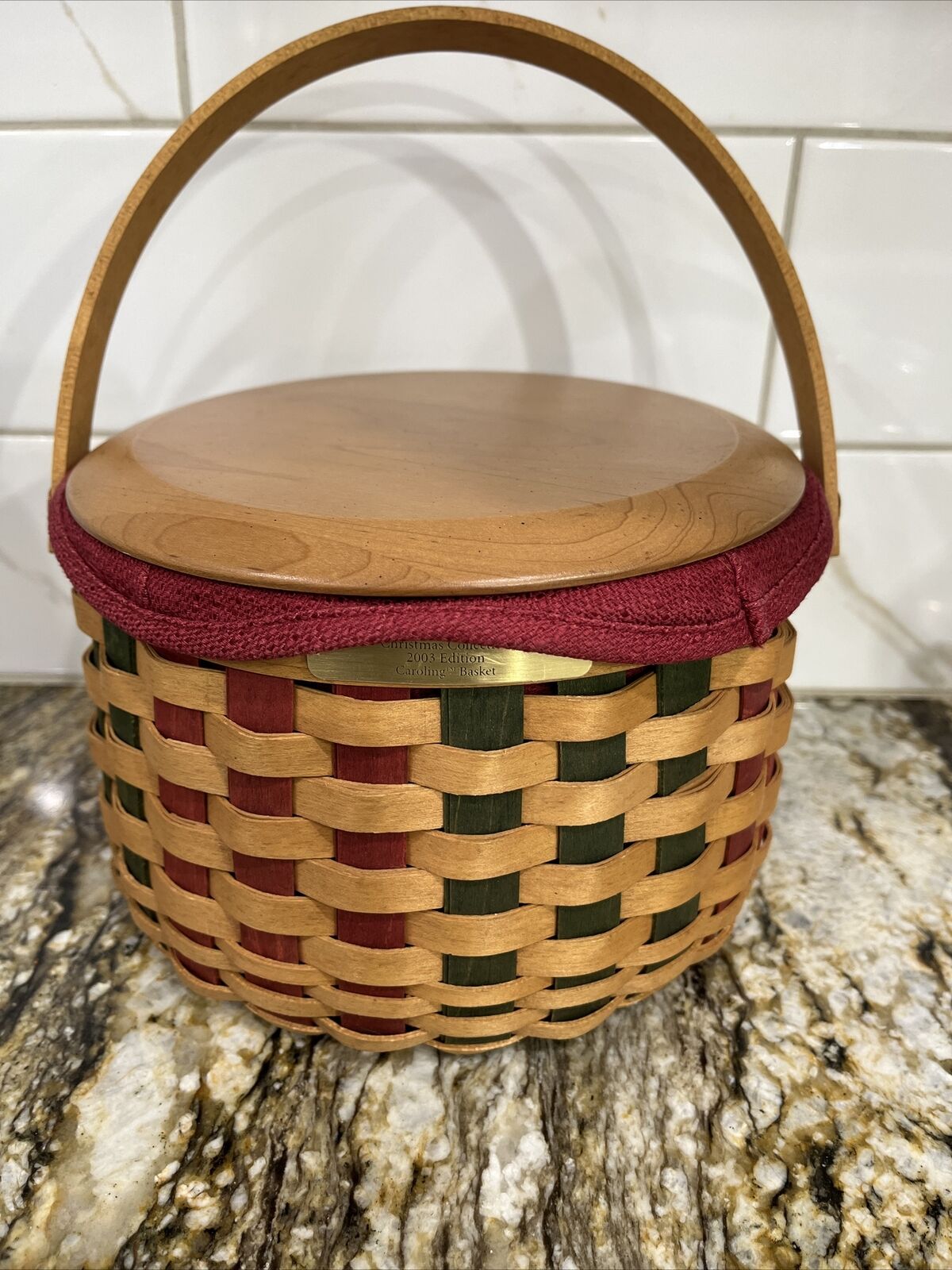 Longaberger Christmas Collection 2003 Edition Caroling Basket With Wooden Lid