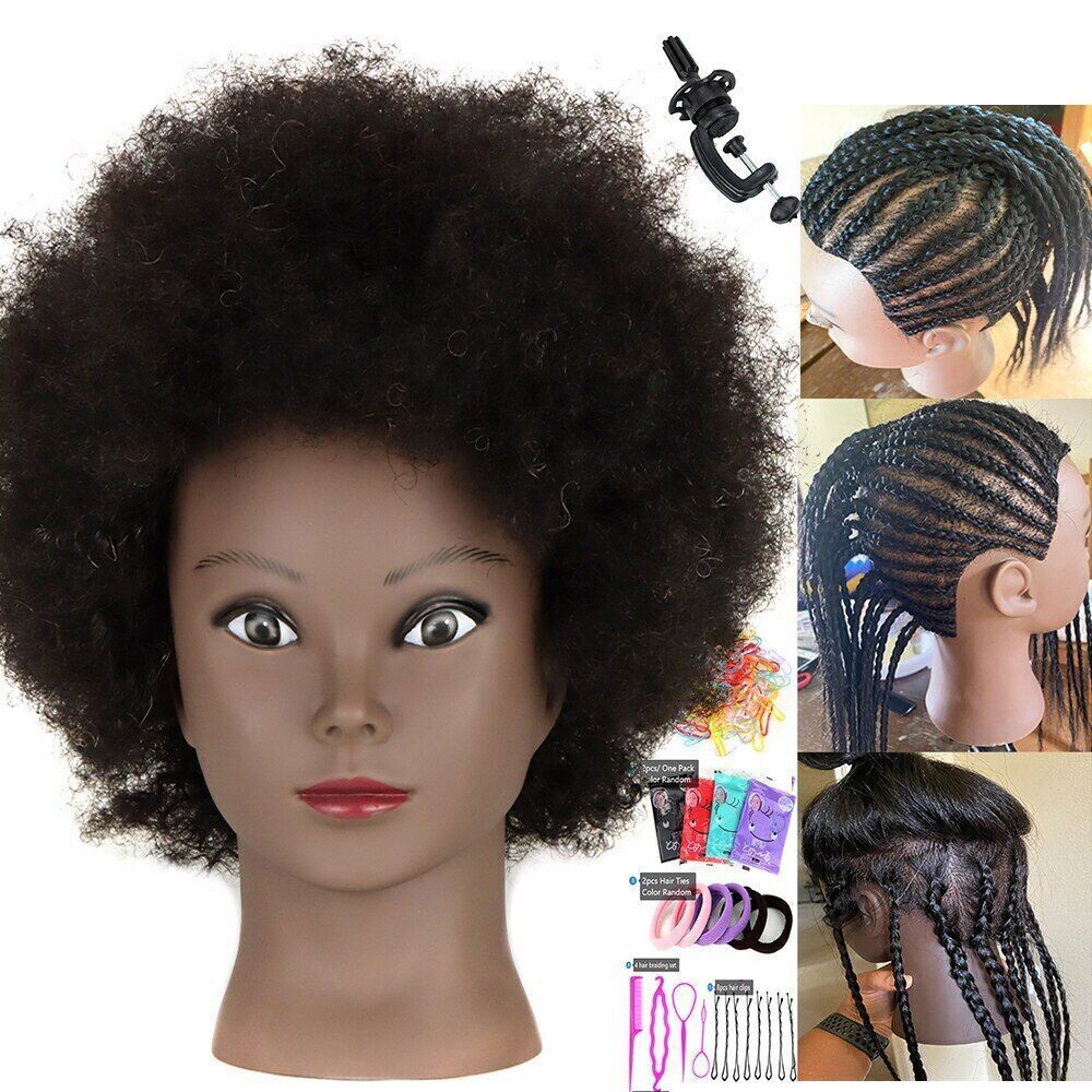 New Mannequin Head With Real Hair For Styling Braiding Practice Hairdressing