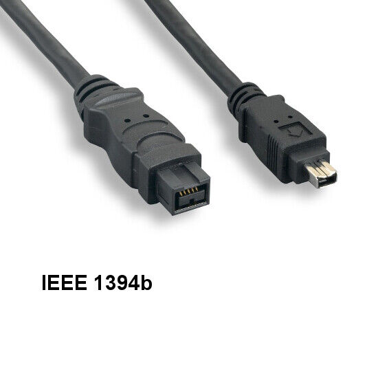 Kentek 3\' IEEE-1394b 9 Pin Male to 4 Pin Male Firewire 400Mbps iLINK DV Cable PC