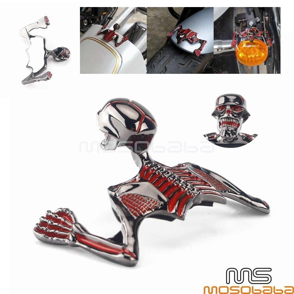 Motorcycle Custom Skull Skeleton Ornament Headlight Visor For Harley Chopper