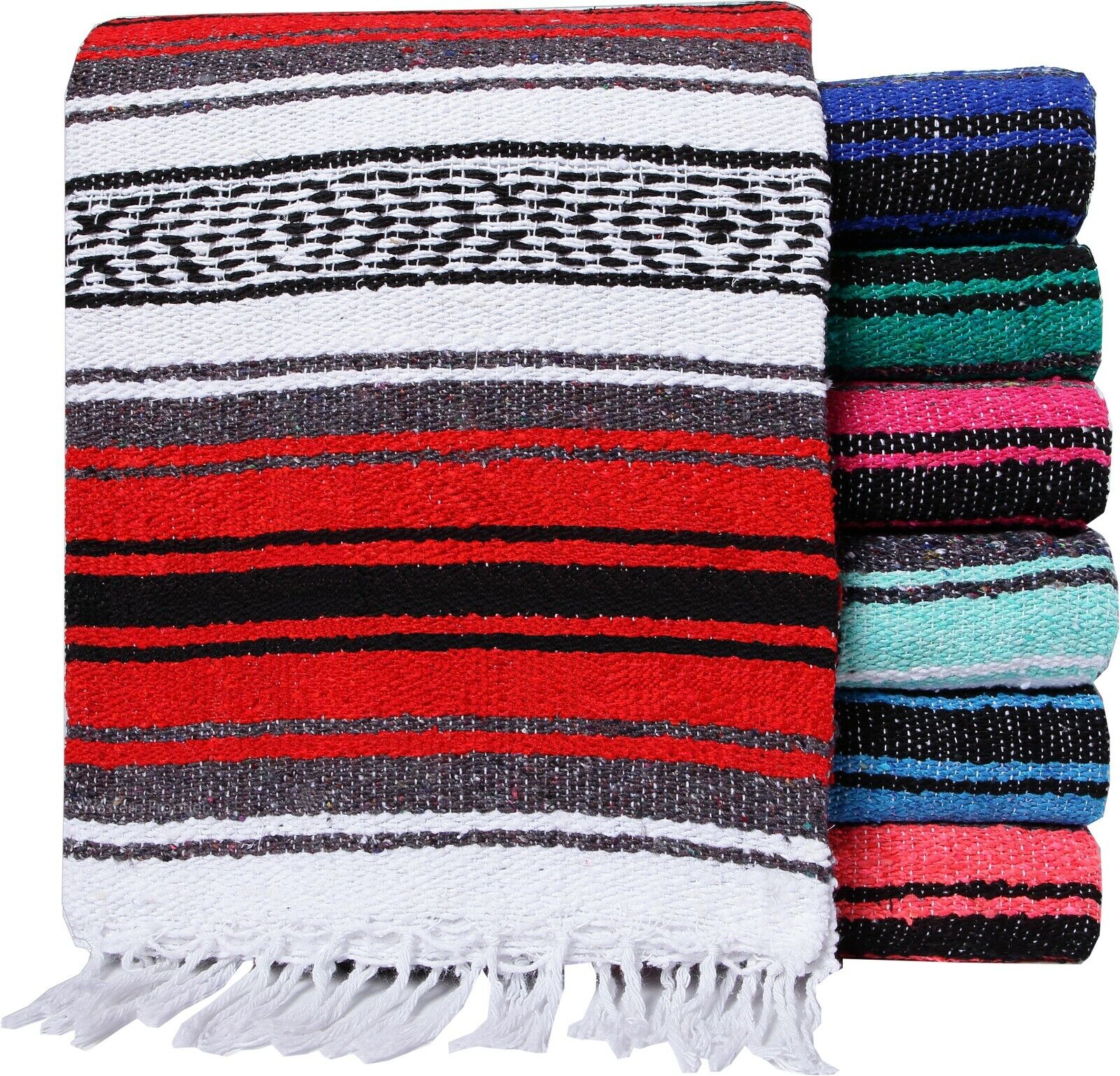 Lot of 5 Mexican Falsa Blankets, Random Color Assortment by El Paso Designs