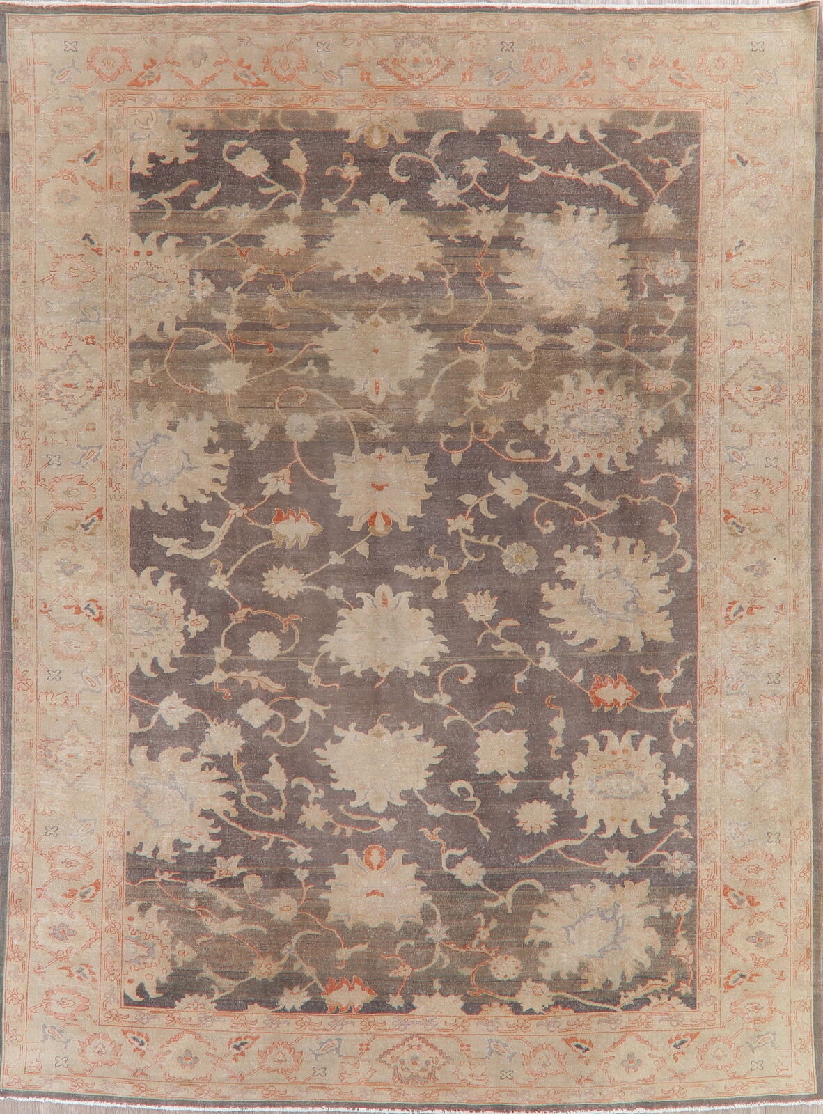Antique Floral Oushak Oriental Area Rug 9x12 Wool Hand-knotted Turkish Carpet