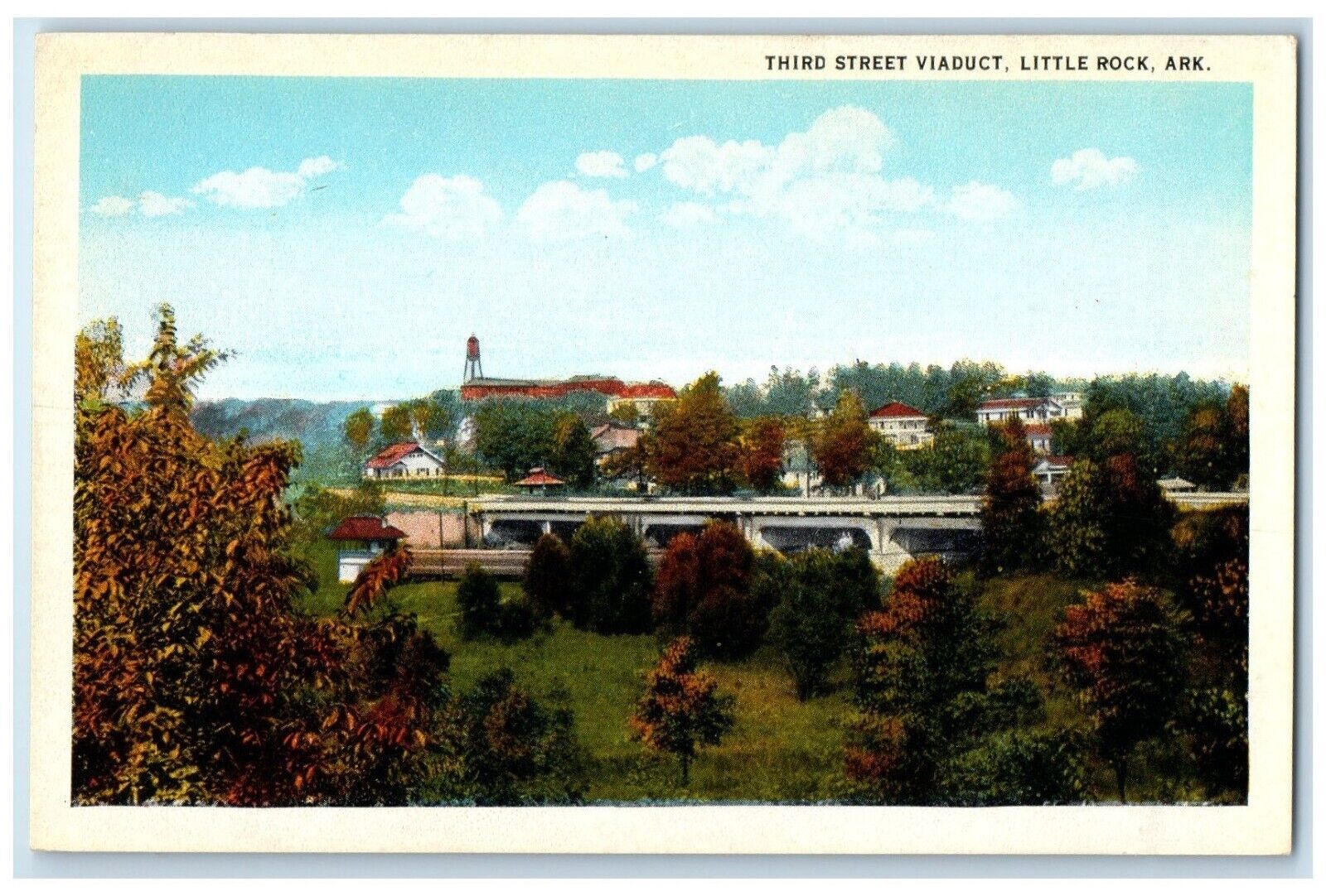 1920 Scenic View Third Street Viaduct Park Little Rock Arkansas Vintage Postcard