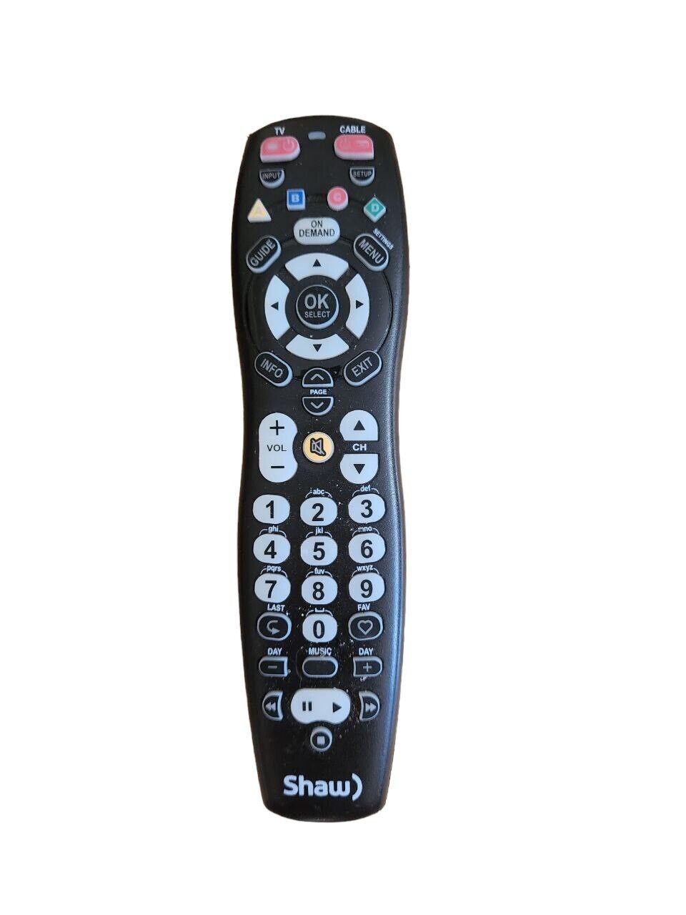Shaw Remote Control Genuine Model 2020B0-B1 UEI URC Black On Demand Cable/TV