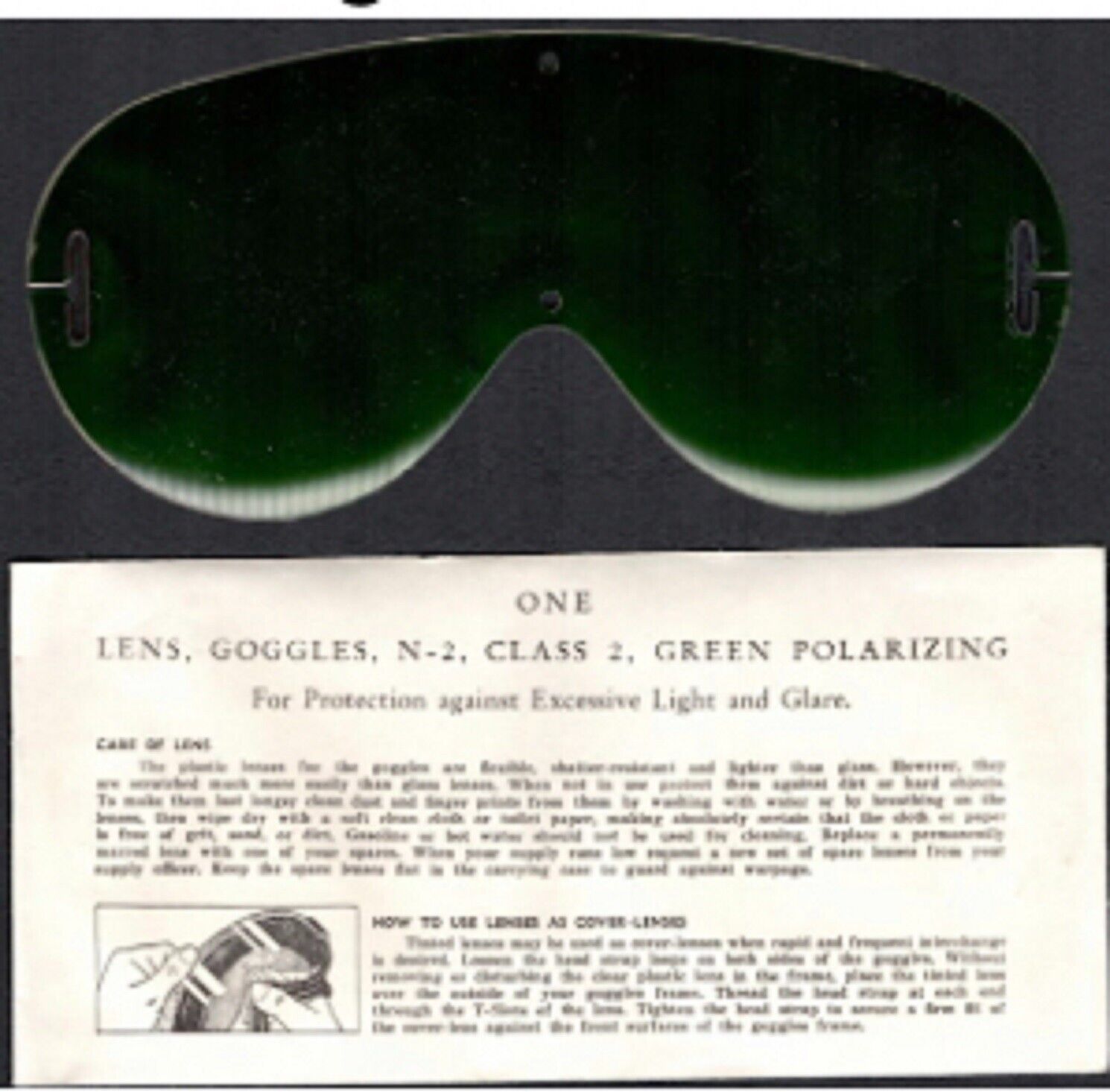 WW II Era Polaroid Goggle Aviation Lenses - Green Polarizing - in Original Pack