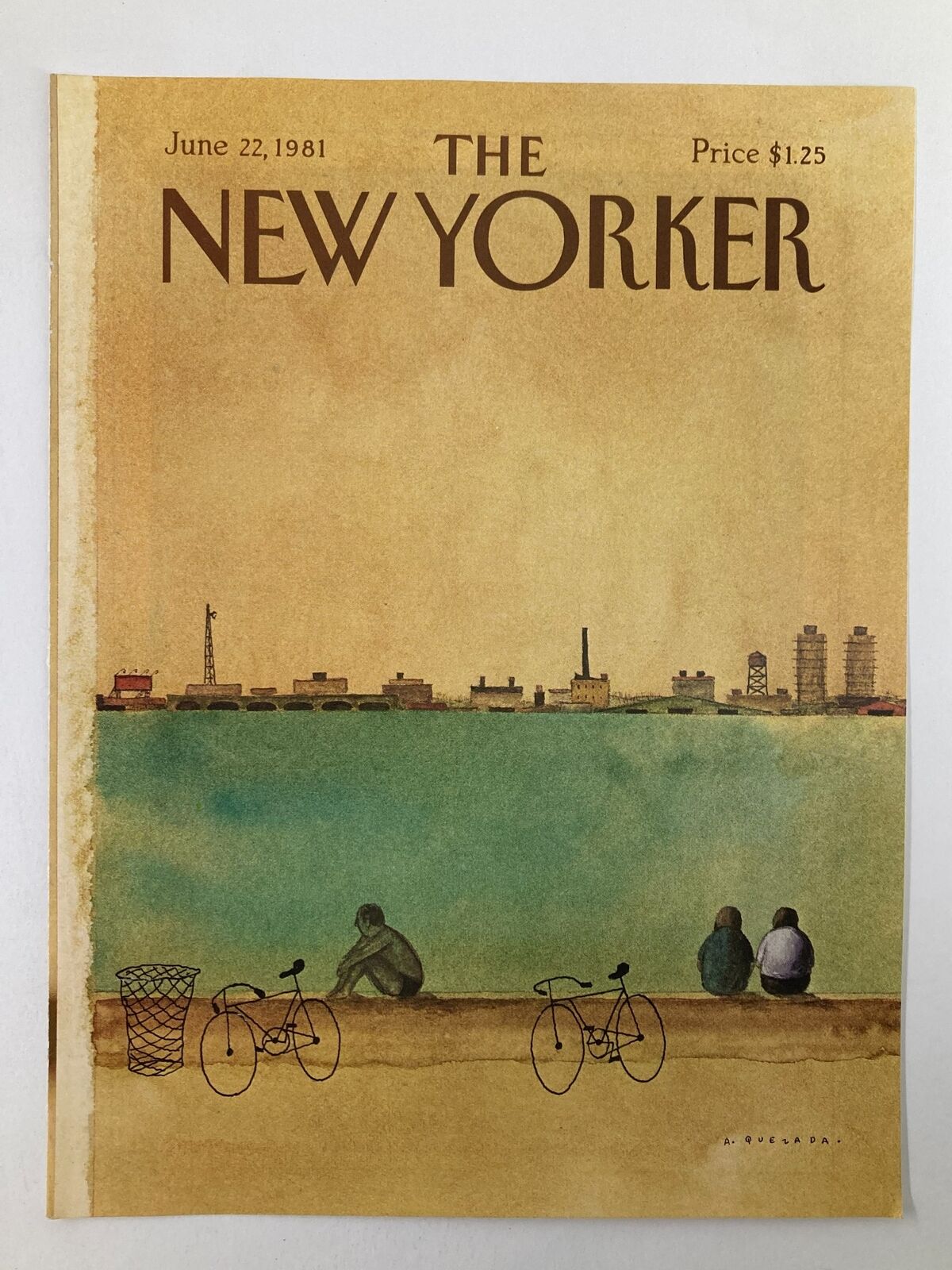COVER ONLY The New Yorker June 22 1981 Bike Ride by Abel Quezada No Label