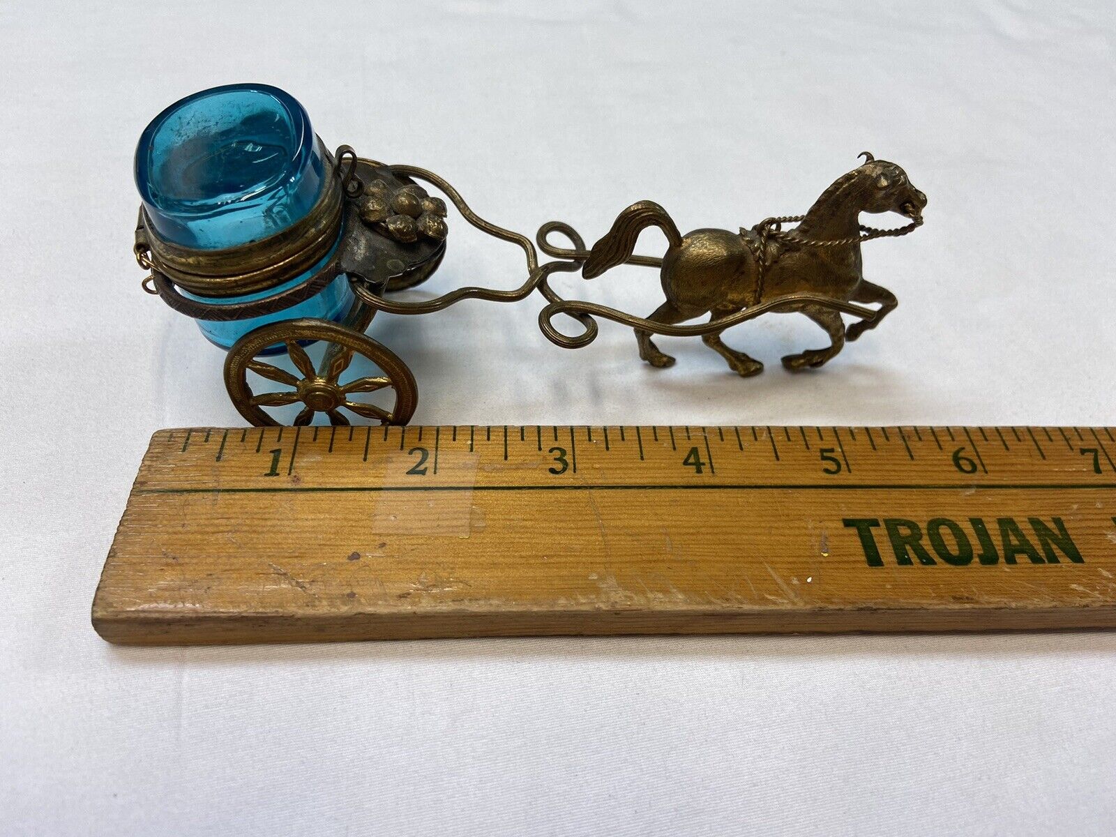 Antique horse and carriage 1890s brass  glass antique $145 