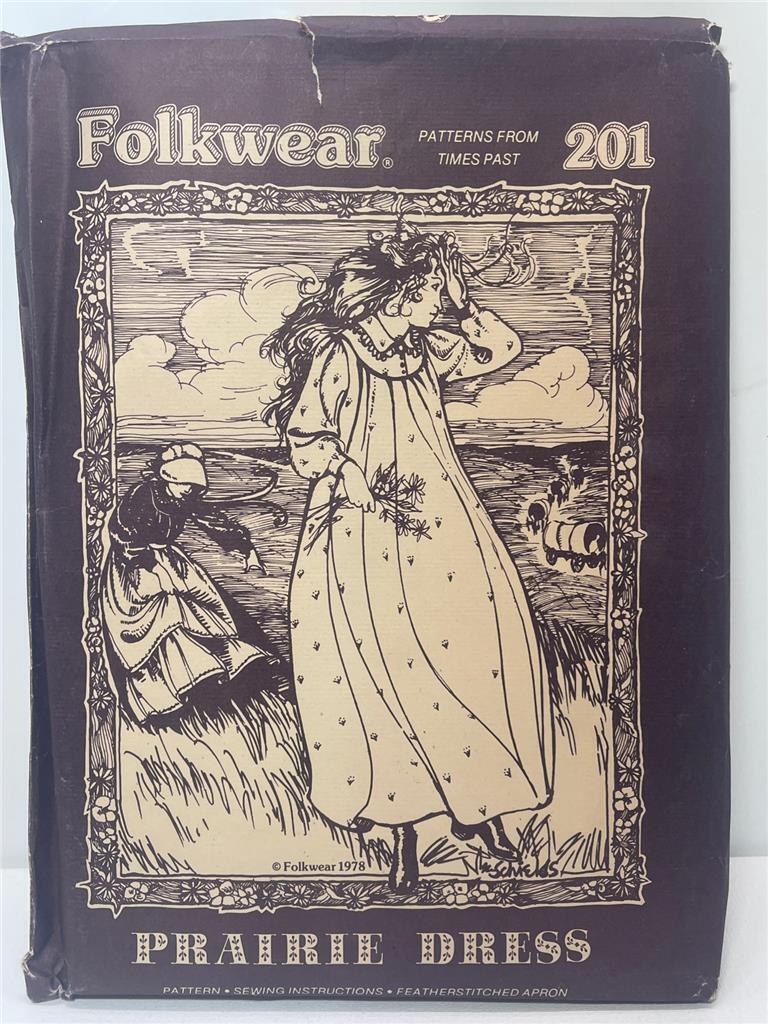 VINTAGE 1978 FOLKWEAR Sewing Pattern #201 PRAIRIE DRESS Small, Average, Tall