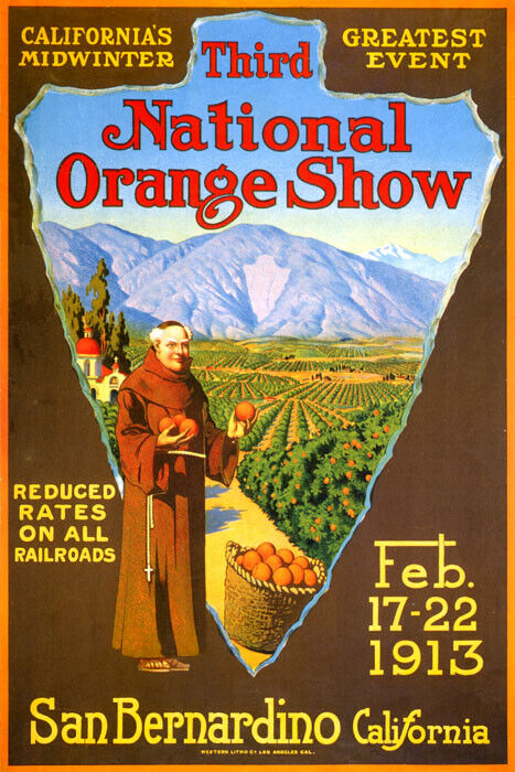 1913 CALIFORNIA NATIONAL ORANGE SHOW SAN BERNARDINO USA VINTAGE POSTER REPRO
