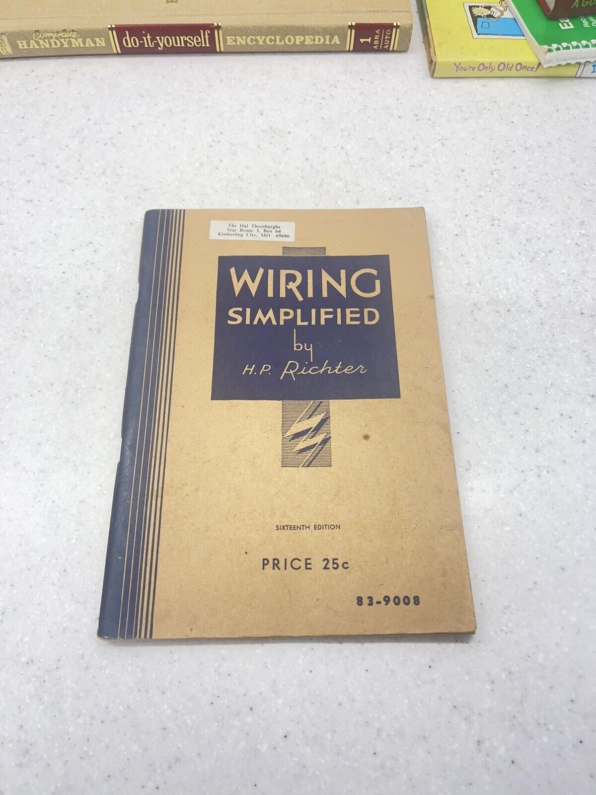 Vintage 1944  Wiring Simplified H.P. Richter Park Publishing 122 page paperback