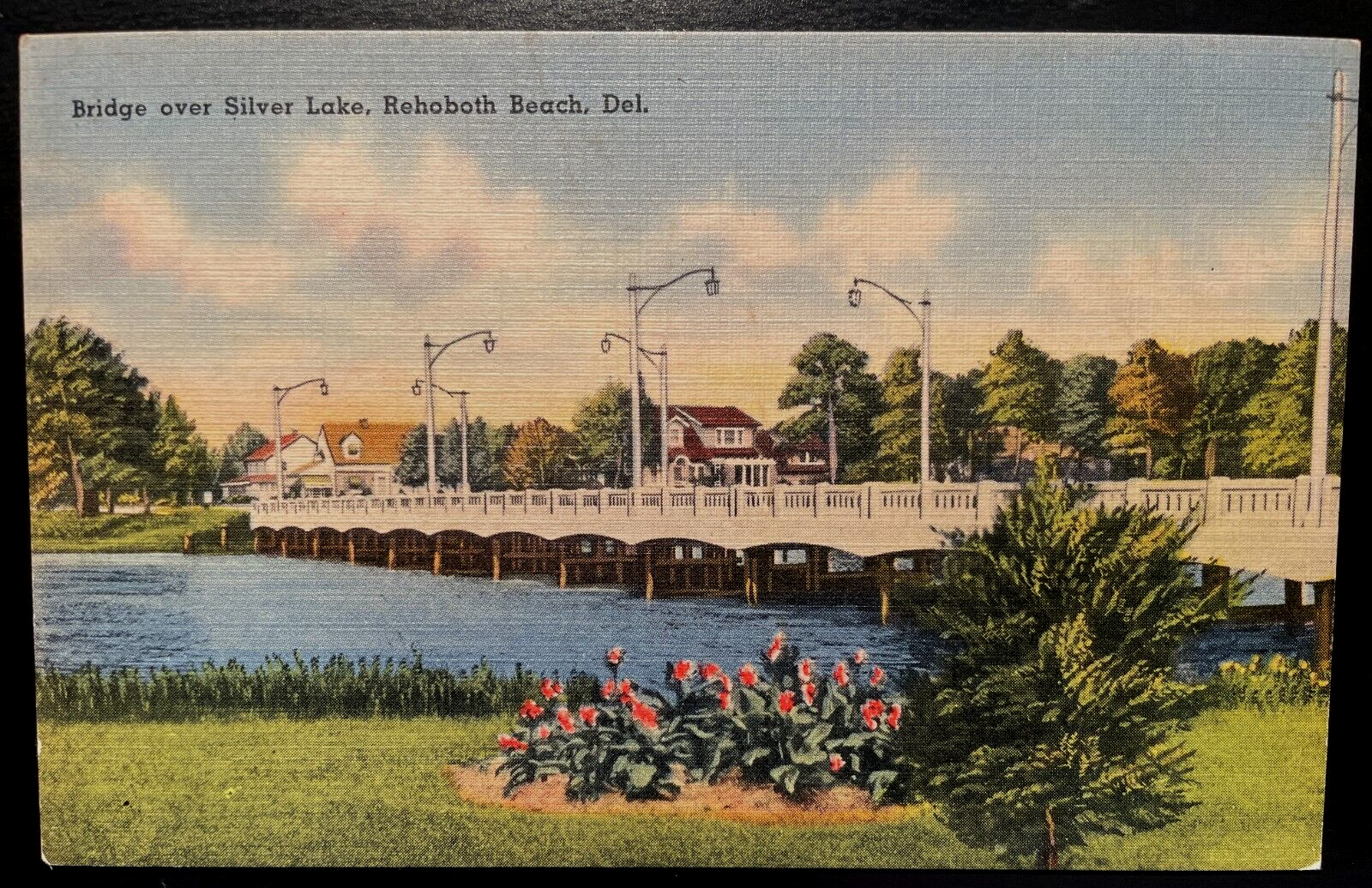 Vintage Postcard 1938-1945 Bridge on Silver Lake, Rehoboth Beach, Delaware (DE)