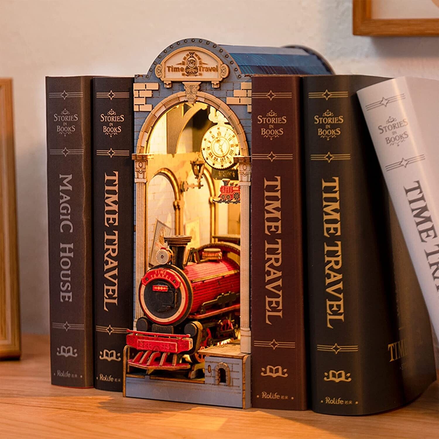 ROKR 3D Wooden Puzzle Bookend Book Nook Decor Insert DIY Model Building Kit