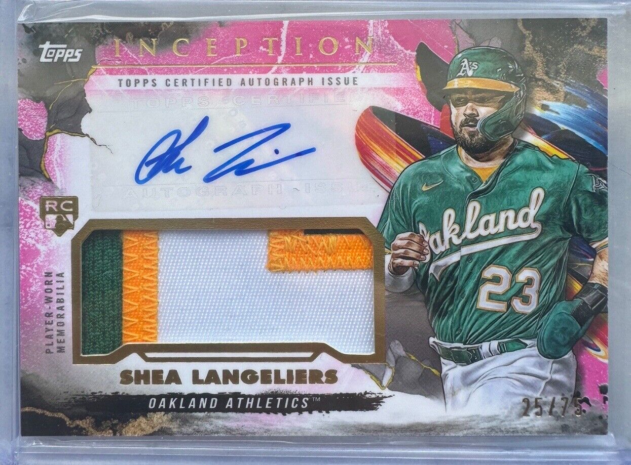 2023 Topps Inception Shea Langeliers Rookie Patch Auto Pink /75 Athletics