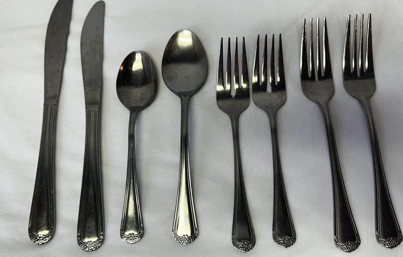 Rogers Stanley Roberts ROSE TRIO 8 Pc Stainless Flatware Vintage Lot