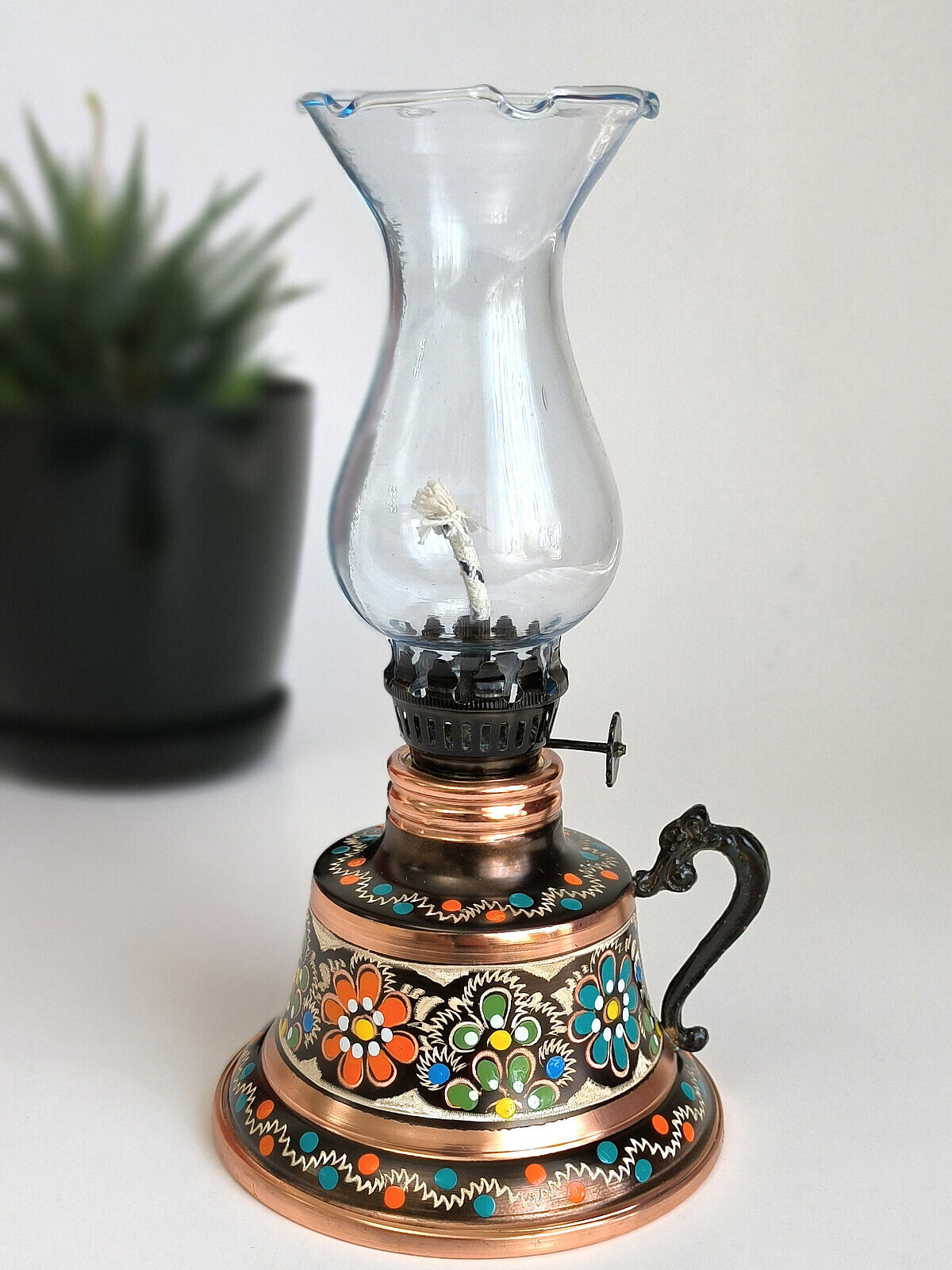 Turkish Copper Oil Lamp, Handmade Kerosene Lamp, Vintage Lamp, Home Decor