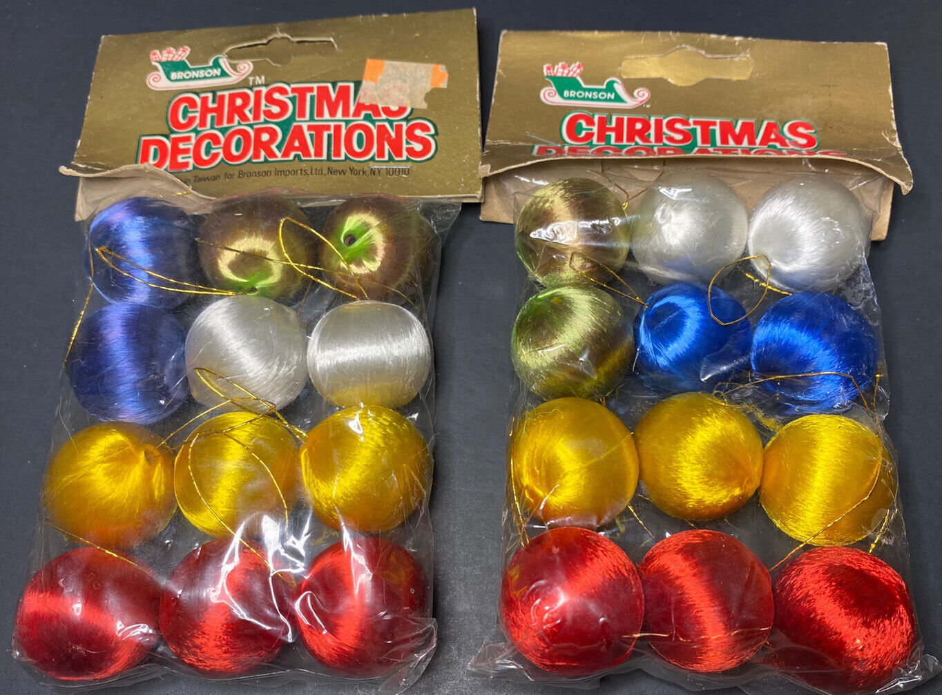 Vintage Bronson Satin Unbreakable Mini Christmas Ornaments Ball 24 Pcs. Assorted