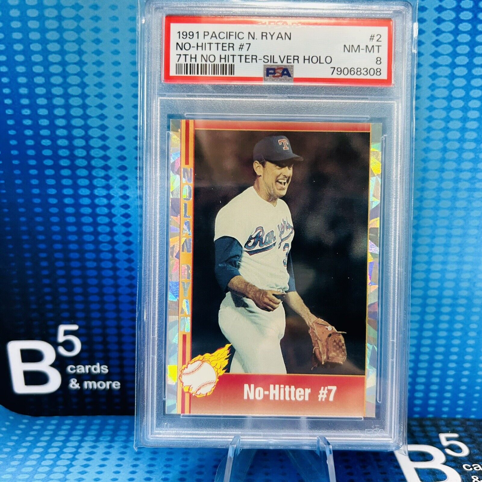 1991 Pacific Nolan Ryan 7th No-hitter Baseball #2 No-hitter Silver Holo PSA 8