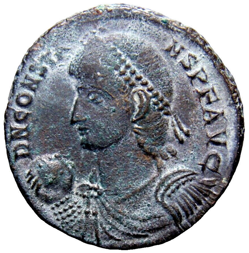 WELL DETAILED Constans Follis, Nicomedia Captives Globe SCARCE Roman Coin wCOA