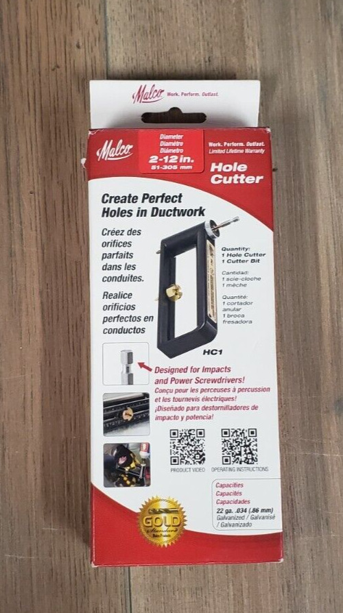 Malco 2-12in Diameter HC1 Gold Standard - Create Perfect Holes in Ductwork *NEW*