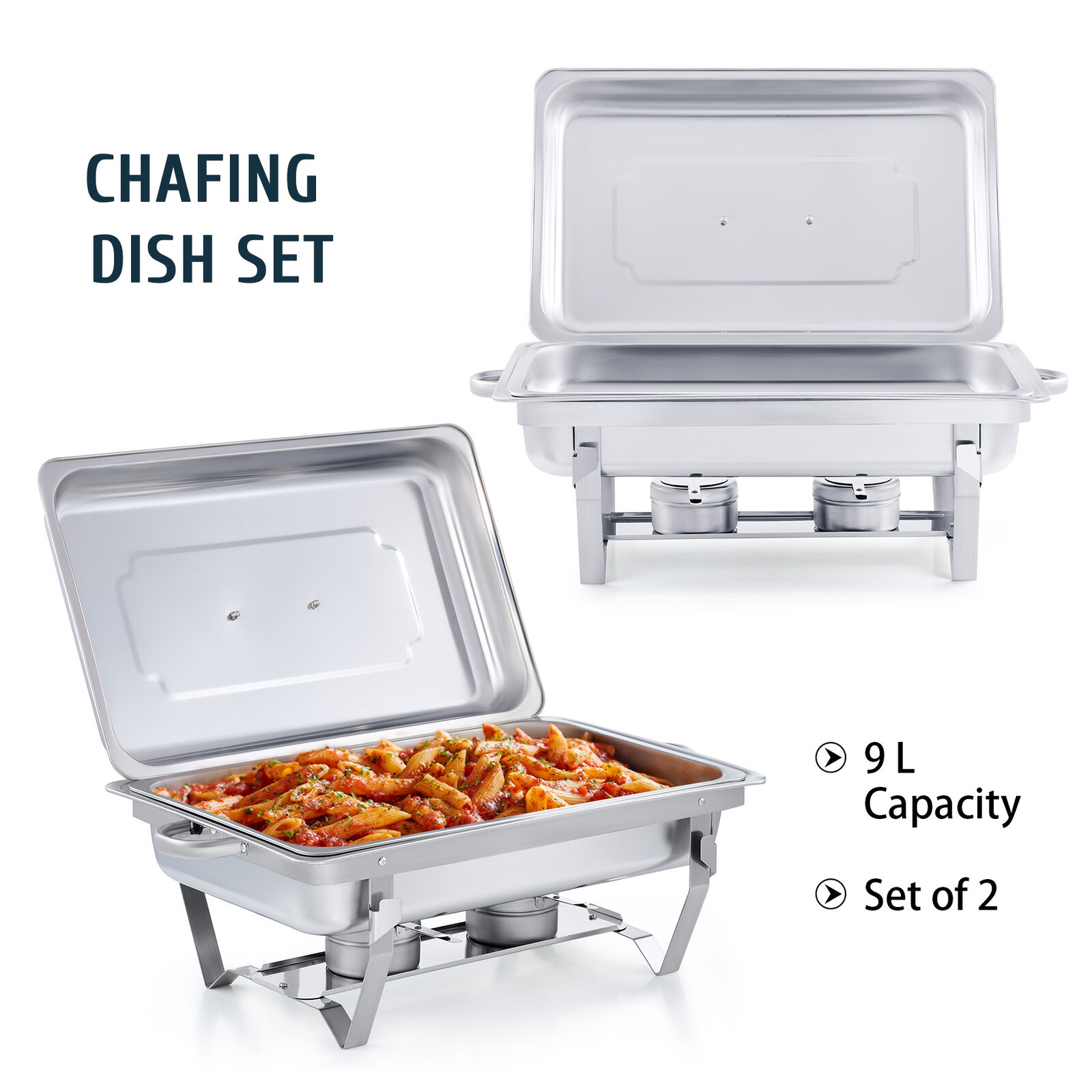 2-8 Pack Chafing Dish 9.5Q&5.3Q Stainless Bain Marie Buffet Chafer Food Warmer
