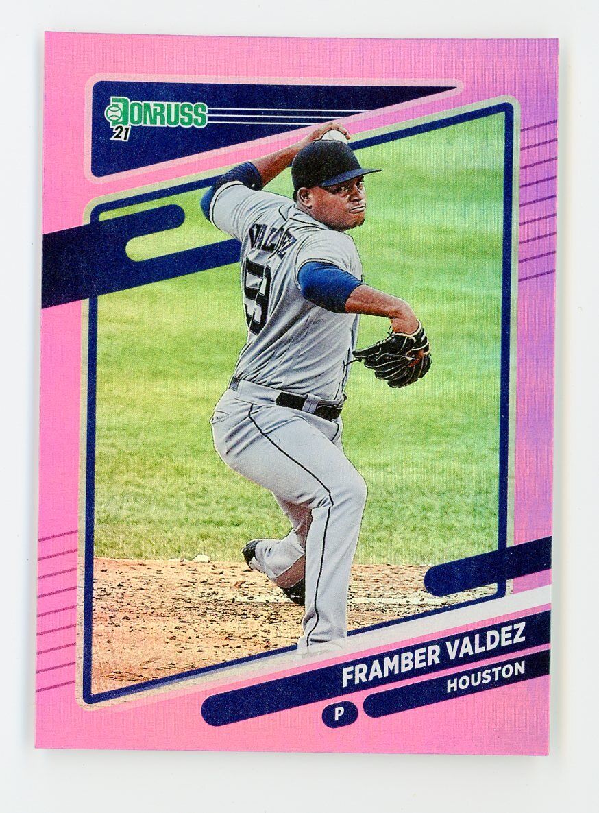 2021 Donruss Framber Valdez #121 Holo Pink  Houston Astros Baseball Card