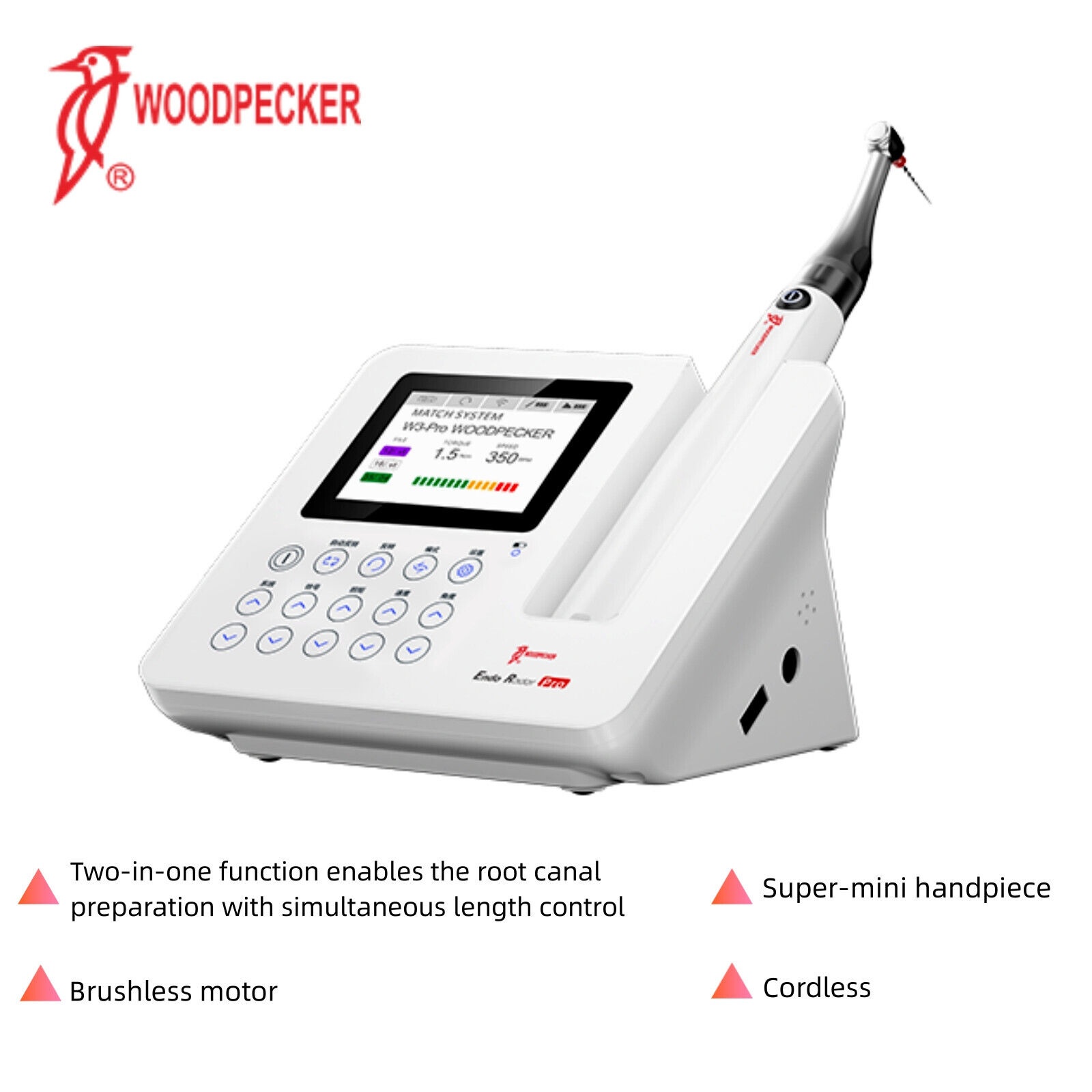 100% Woodpecker Dental Cordless Endo Motor Endo Radar Pro Built-in Apex Locator