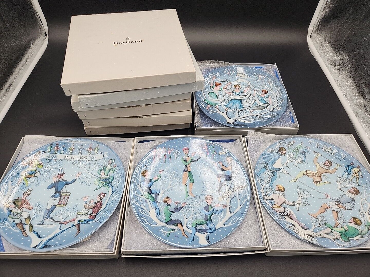 Vtg 70s 80s Haviland Limoges 12 Days Of Christmas Plates Lot Of 10 With Boxes 
