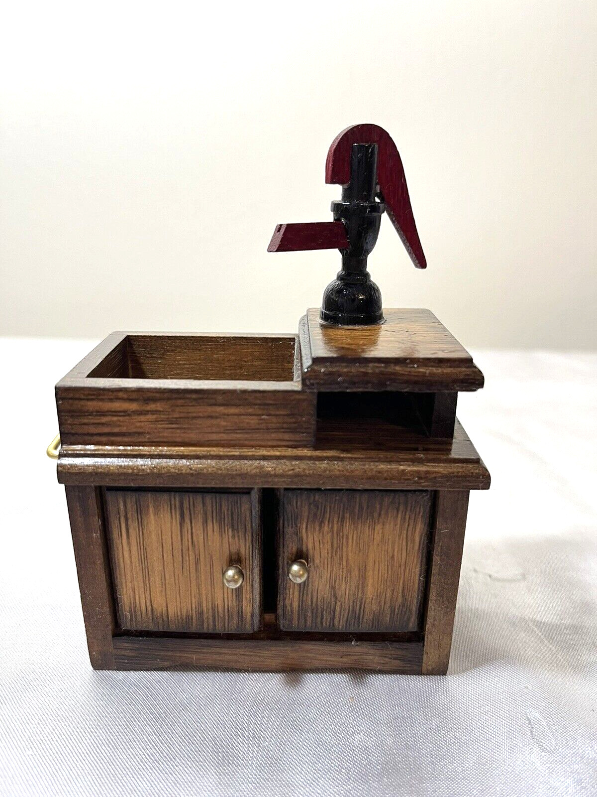 Vintage Rustic Dollhouse Miniature Dry Sink With Pump 1:12 Scale